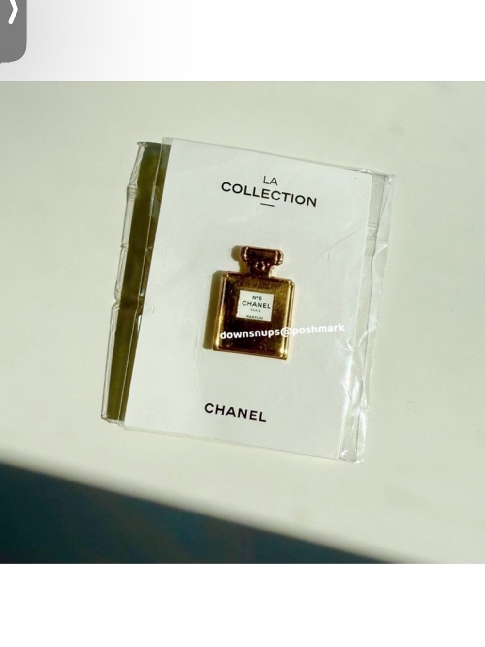 Chanel La Collection No 5 Bottle Gold Metal Pin Brooch